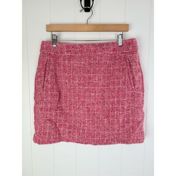 Banana Republic Tweed Wool Mini Skirt Size 12 Parrot Pink - Picture 2 of 9